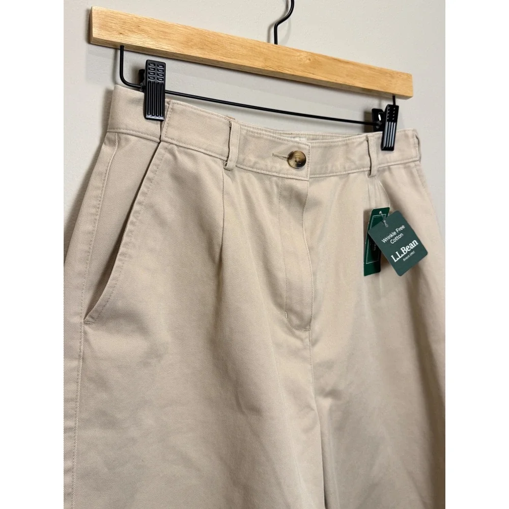 NWT LL Bean Boys 10 Khaki Pleated Shorts Original Fit 100% Cotton Wrinkle Free‎